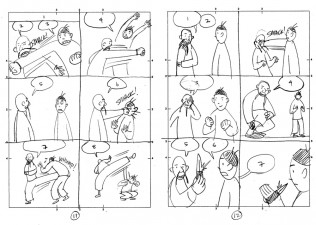 Gene Luen Yang's thumbnails for The Shadow Hero